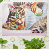 Tablette Tablette Pastelltiere Katzen Rose Frauen Geschirrtuch (Gefaltet)