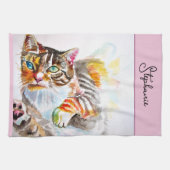 Tablette Tablette Pastelltiere Katzen Rose Frauen Geschirrtuch (Horizontal)