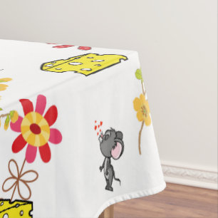 Tablette Weißer Käse Gelbe Maus Floral Tischdecke