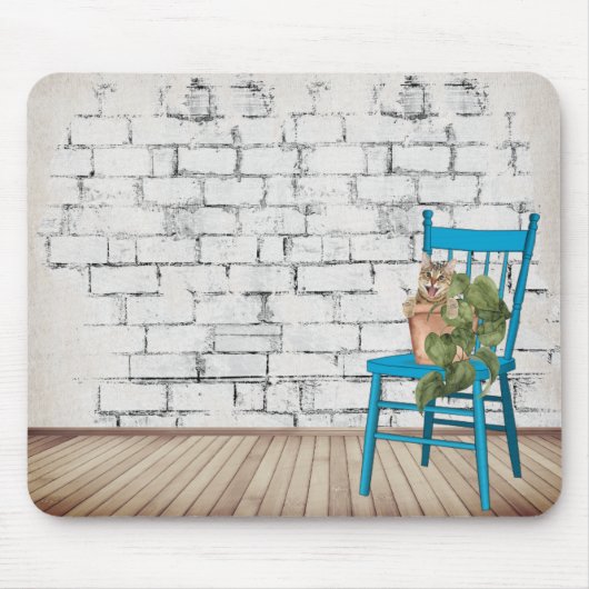 Tablettenkat in gepotteter Pflanze Mousepad (Vorne)