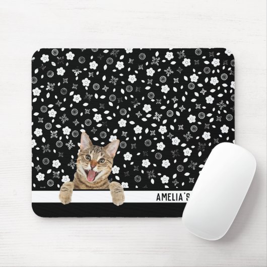 Tablettenkatze auf schwarz-weiß mousepad (Mit Mouse)