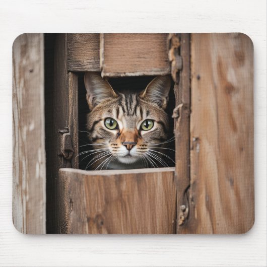 Tablettenkatze im Türloch Mousepad (Vorne)