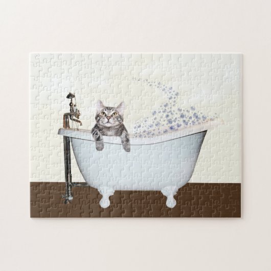 Tablettenkatze in der Badewanne Puzzle (Horizontal)