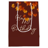 Tablettenkatze in Herbstlaub Mittlere Geschenktüte (Rückseite)