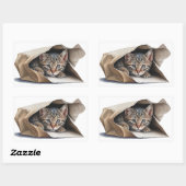 Tablettenkatze in Papiertasche Rechteckiger Aufkleber (Blatt)
