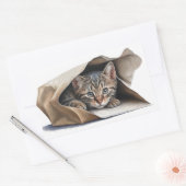 Tablettenkatze in Papiertasche Rechteckiger Aufkleber (Umschlag)