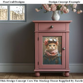 Tablettenkatze In rosa Scarf & Coat CD6 Decoupage Seidenpapier