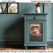 Tablettenkatze In rosa Scarf & Coat CD6 Decoupage Seidenpapier