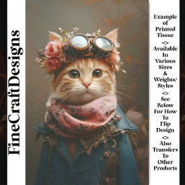 Tablettenkatze In rosa Scarf & Coat CD6 Decoupage Seidenpapier