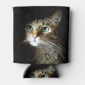 Tablettenkatze mit Abgeschiedenen grünen Augen auf Dosenkühler (Vorderseite)