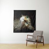 Tablettenkatze mit Abgeschiedenen grünen Augen auf Wandteppich (Beispiel (Horizontal))