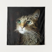 Tablettenkatze mit Abgeschiedenen grünen Augen auf Wandteppich (Vorderseite)