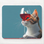 Tablettenkatze mit Glas aus Rotwein Mousepad (Vorne)