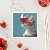 Tablettenkatze mit Glas aus Rotwein Serviette (Beispiel)
