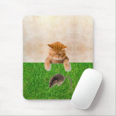 Tablettenkatze Nach Niedlicher Maus, Gras Mousepad (Mit Mouse)