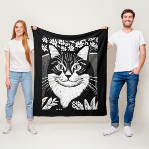 Tablettenkatze Umgeben mit Blume Fleecedecke