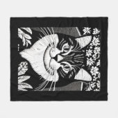Tablettenkatze Umgeben mit Blume Fleecedecke (Vorderseite (Horizontal))