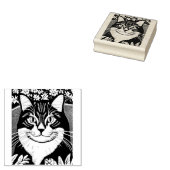 Tablettenkatze Umgeben mit Blume Gummistempel (Stempel)