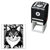 Tablettenkatze Umgeben mit Blume Permastempel (Beispiel)