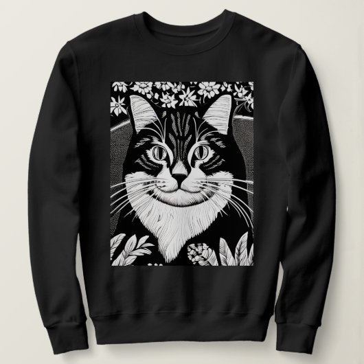 Tablettenkatze Umgeben mit Blume Sweatshirt (Design vorne)