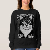 Tablettenkatze Umgeben mit Blume Sweatshirt (Vorderseite)
