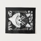 Tablettenkatze Umgeben mit Blume Wandteppich (Vorderseite (Horizontal))