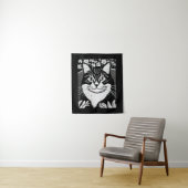 Tablettenkatze Umgeben mit Blume Wandteppich (Beispiel)