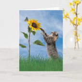 Tablettenkatze zum Geburtstag von Sonnenblumen Karte (Gelbe Blume)