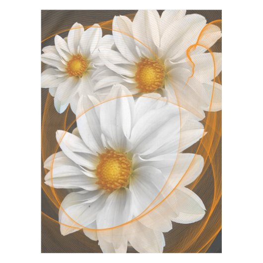 Tablettenkern Blume Weiß Schwarz Orange Tischdecke (Vorderseite)