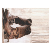 Tablettenstiefel rustikaler Western Trage Stall Tischdecke (Vorderseite (Horizontal))