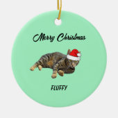 Tablettenstreifen mit Weihnachtsmannmütze Keramik Ornament (Vorne)