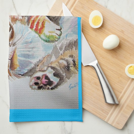 Tablettentische Niedlich Katzen Aquarell Teetuch Geschirrtuch (Viertel Falte)