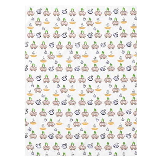 Tablettenweiße Zwiebeln, Knoblauchsuppe Kochen Tischdecke (Vorderseite)