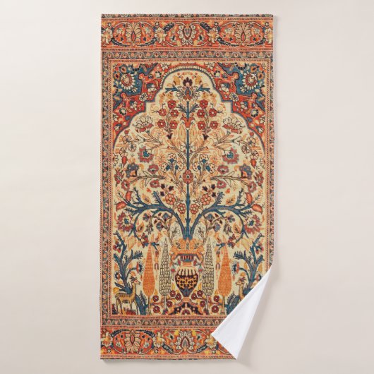Tabriz Tree of Life Persian Rug Print Badehandtuch (Badehandtuch)