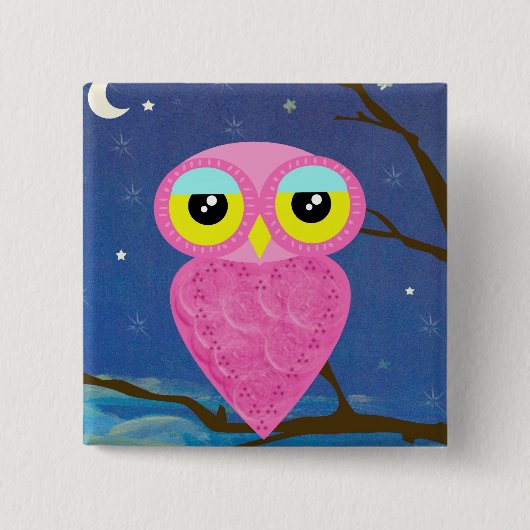 Tabu-Japan-Eulen-Quadrat-Button Button (Vorderseite)