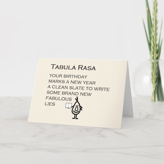 Tabula Rasa A Funny Happy Birthday Gedicht Dankeskarte (Vorderseite)