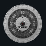 Tachometer Dartscheibe<br><div class="desc">Dart board mit grauem Tachometerdesign.</div>