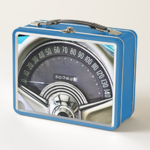 Tachometer des klassischen Sportwagens von 1957 Metall Brotdose