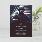 Tacional American Flag Police Abschluss Einladung (Stehend Vorderseite)