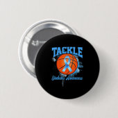 Tackle Basketball Blue Ribbon Diabetes Bewusstsein Button (Vorne & Hinten)