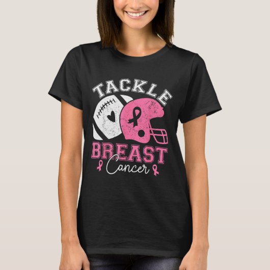 Tackle Breast Cancer Awareness Nk Ribbon American T-Shirt (Vorderseite)
