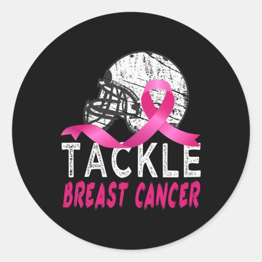 Tackle Breast Cancer Awareness Runder Aufkleber (Vorderseite)