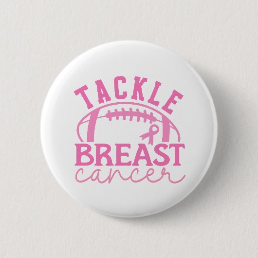 Tackle Breast Cancer Pink Ribbon Awareness Button (Vorderseite)
