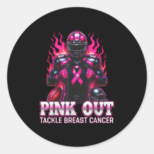 Tackle Brustkrebs-Bewusstsein Pink Out American F Runder Aufkleber
