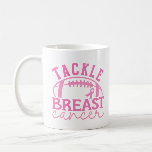 Tackle Brustkrebs Pinkes Band Bewusstsein Kaffeetasse (Links)
