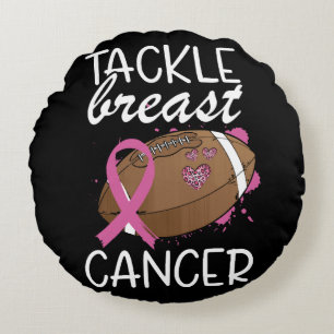 Tackle Cancer Brustkrebs-Bewusstseins-Schleife Fuß Rundes Kissen
