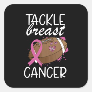 Tackle Cancer Brustkrebs-Bewusstseins-Schleife  Quadratischer Aufkleber