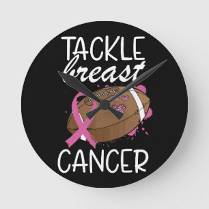 Tackle Cancer Brustkrebs-Bewusstseins-Schleife  Runde Wanduhr