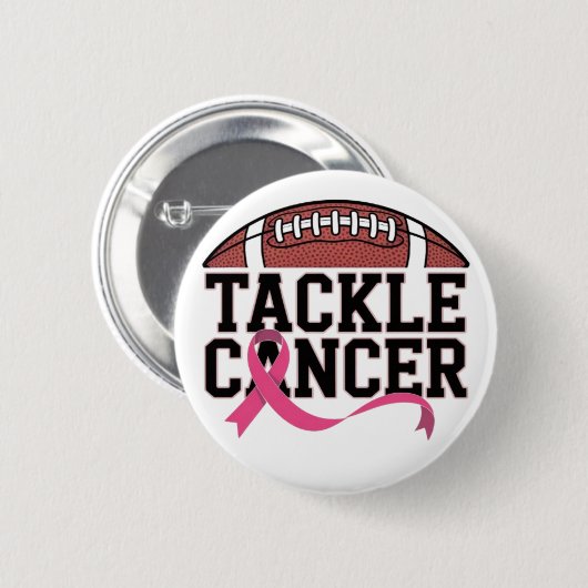 Tackle Cancer Pink Ribbon Design Button (Vorne & Hinten)