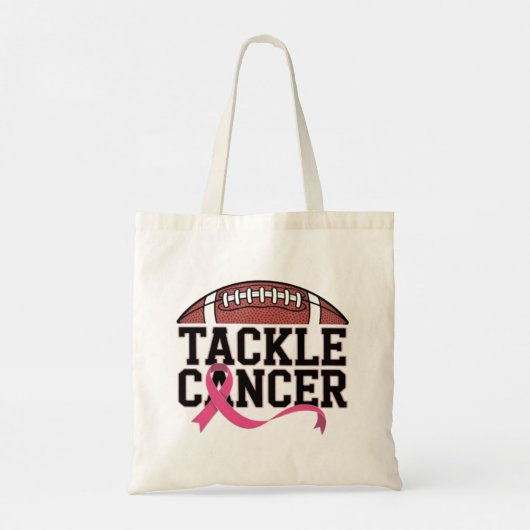 Tackle Cancer Pink Ribbon Design Tragetasche (Rückseite)